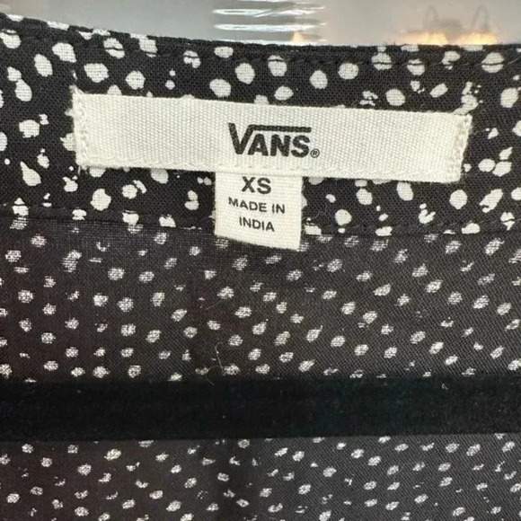 Vans | Black & White Polka Dot Short Sleeve Button Down Mini Dress Size XS - Picture 3 of 6